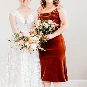 Revelry Skye Dress Size 8 -  Velvet, Terracotta Rust, Midi